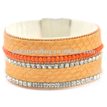 fashion jewelry 2015 ladies bracelet models crystal leather wrap bracelet